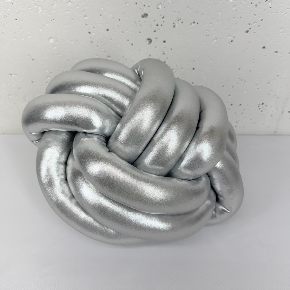 Truly Lou Silver Knot Ball Decorative Pillow 15”